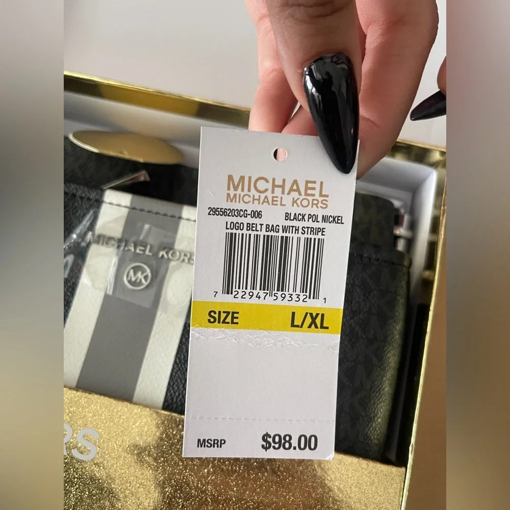 Michael Kors Jet Set Small Signature Logo Stripe Belt Bag in Gift Box